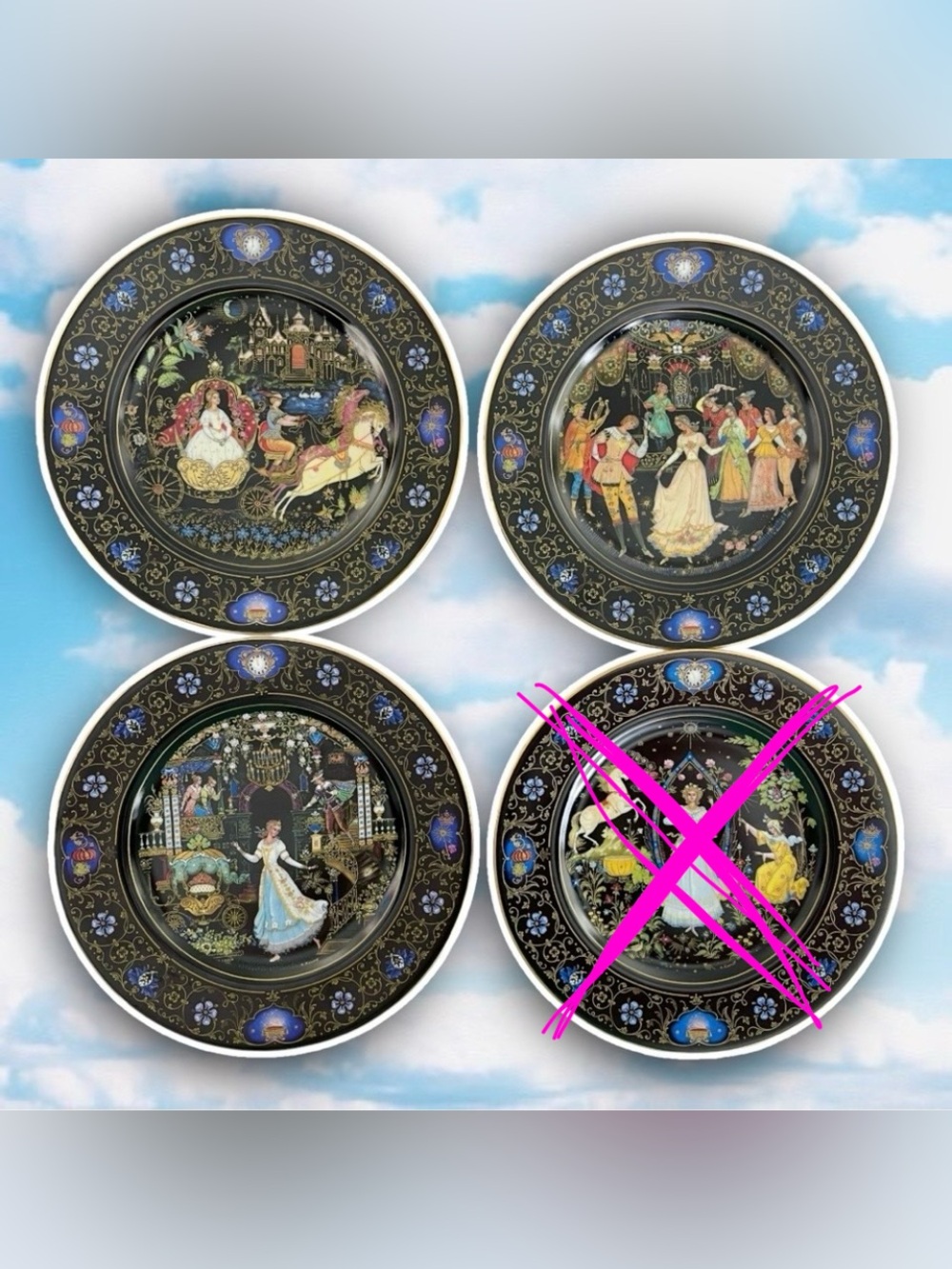 BRADFORD EXCHANGE Set of 3 Russian Cinderella Collectable Plates Zolushka